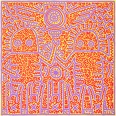 Gemälde Reproduktion von Keith Haring Ohne Titel 1984b