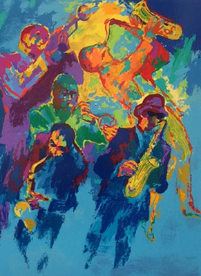 Gemälde Reproduktion von Leroy Neiman Die Hörner des Jazz