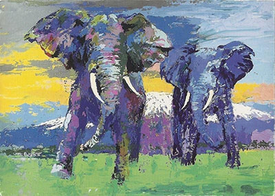 Gemälde Reproduktion von Leroy Neiman Kilimanjaro Bullen