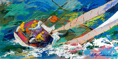 Gemälde Reproduktion von Leroy Neiman Yawl Sailing