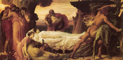 Gemälde Reproduktion von Lord Frederic Leighton Herkles Wrestling mit einem Angel