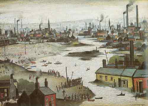 Gemälde Reproduktion von L.S. Lowry Flussszene