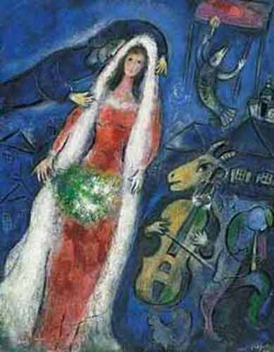 Gemälde Reproduktion von Marc Chagall La Mariee