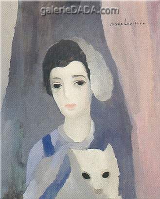 Gemälde Reproduktion von Marie Laurencin Mädchen mit weißem Hund