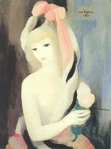 Gemälde Reproduktion von Marie Laurencin Young Girl mit einer Rose in der Hand