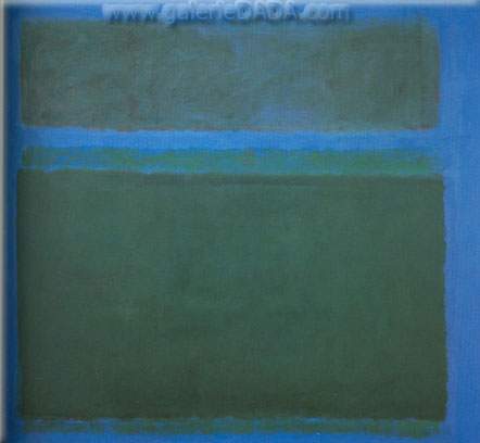 Gemälde Reproduktion von Mark Rothko Grüner schwarzer Ton auf blau