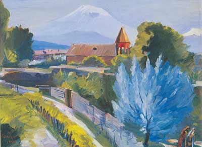 Gemälde Reproduktion von Martiros Saryan April Landschaft