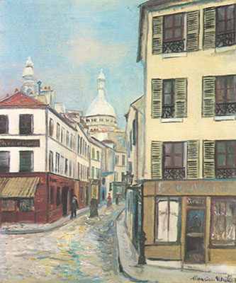 Gemälde Reproduktion von Maurice Utrillo The Saint-Rustic Street in Montmarre