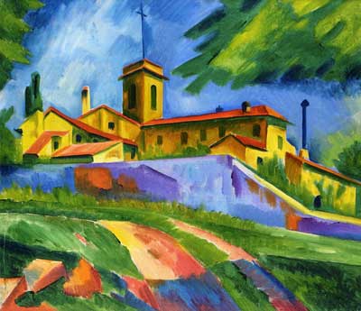 Gemälde Reproduktion von Max Pechstein Italienische Kirche-Mönch von San Gimignano