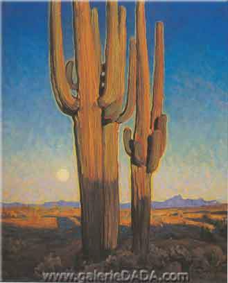 Gemälde Reproduktion von Maynard Dixon Saguaros bei Sonnenuntergang