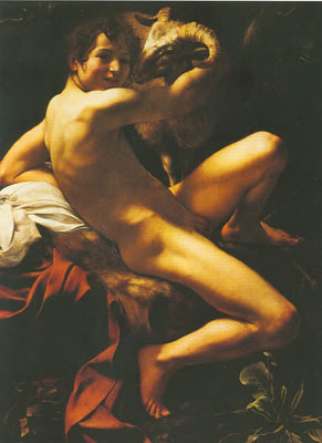 Gemälde Reproduktion von Michelangelo Caravaggio Der hl. John den Täufer