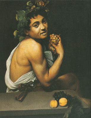 Gemälde Reproduktion von Michelangelo Caravaggio Satyr mit Trauben