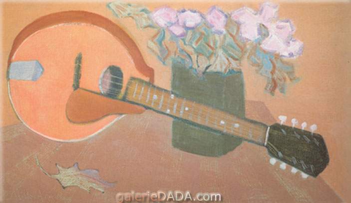 Gemälde Reproduktion von Milton Avery Mandolin mit Blumen