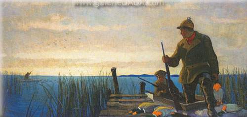 Gemälde Reproduktion von N.C. Wyeth Die Entenjagd