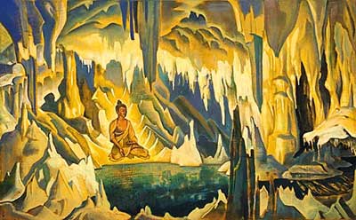 Gemälde Reproduktion von Nicholas Roerich Der überwältigende Buddha