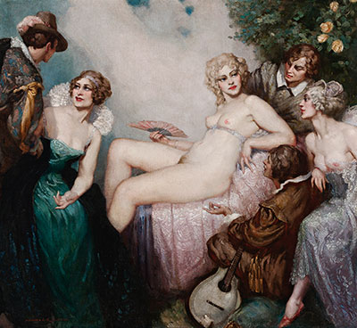 Gemälde Reproduktion von Norman Lindsay Der Lautenspieler