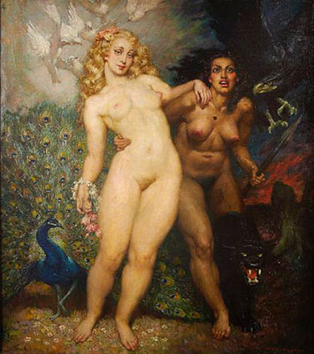 Gemälde Reproduktion von Norman Lindsay Die Schwestern