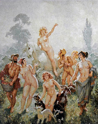 Gemälde Reproduktion von Norman Lindsay Spielen auf dem Feld