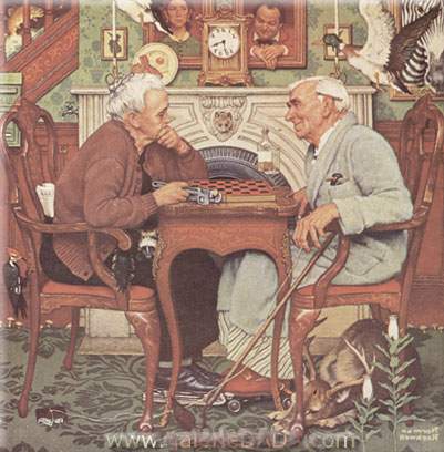 Gemälde Reproduktion von Norman Rockwell Das Spiel