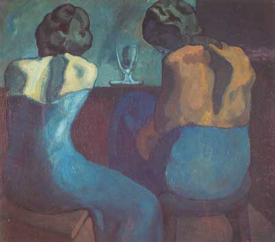 Gemälde Reproduktion von Pablo Picasso Prostituierte in einer Bar