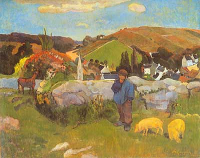 Gemälde Reproduktion von Paul Gauguin Der große Herd in der Bretagne