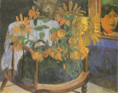 Gemälde Reproduktion von Paul Gauguin Sonnenblumen auf dem Sessel