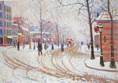 Gemälde Reproduktion von Paul Signac Snow, Clichy Avenue, Paris