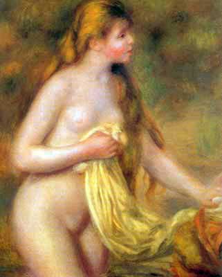 Gemälde Reproduktion von Pierre August Renoir Bader mit langen Haaren