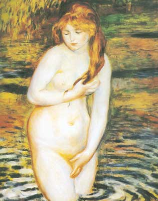 Gemälde Reproduktion von Pierre August Renoir Junge Frau beim Baden