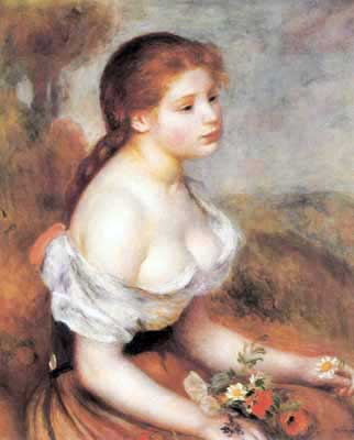 Gemälde Reproduktion von Pierre August Renoir Junge Mädchen mit Gänseblümchen