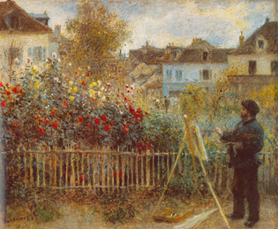 Gemälde Reproduktion von Pierre August Renoir Monet arbeitet in seinem Garten