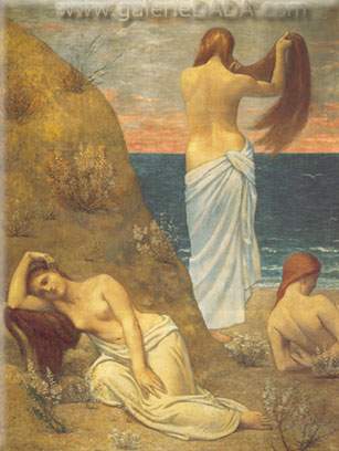 Gemälde Reproduktion von Pierre Puvis de Chavannes Junge Mädchen am Meer