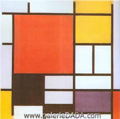 Gemälde Reproduktion von Piet Mondrian Komposition mit Rotem Gelb, Blau und Schwarz