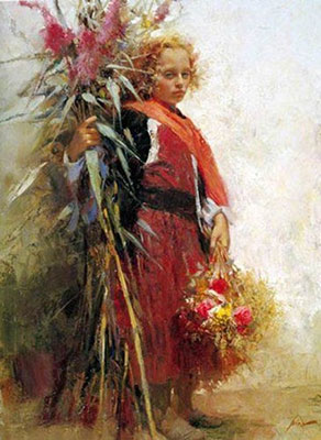 Gemälde Reproduktion von Pino Daeni Kind einer Blume