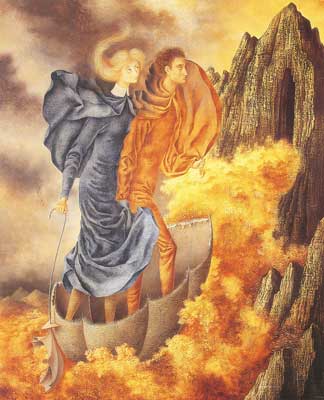 Gemälde Reproduktion von Remedios Varo Die Flucht