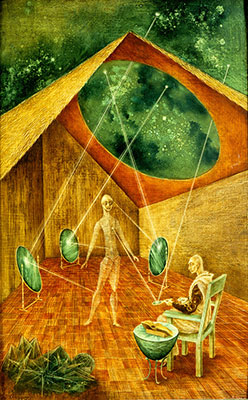 Gemälde Reproduktion von Remedios Varo Erstellung mit astralen Strahlen