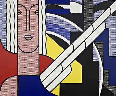 Gemälde Reproduktion von Roy Lichtenstein Moderne Malerei mit klassischem Kopf