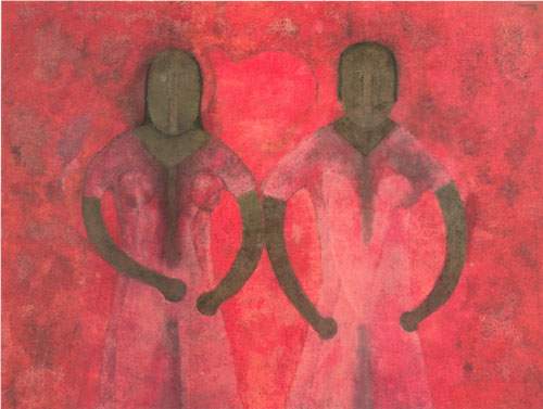 Gemälde Reproduktion von Rufino Tamayo Dos Mujeres en Rojos