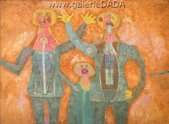 Gemälde Reproduktion von Rufino Tamayo Drei Personen singen