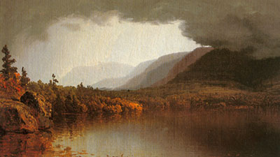 Gemälde Reproduktion von Sanford Robinson Gifford Ein bevorstehender Sturm auf dem George Lake