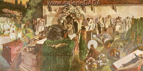 Gemälde Reproduktion von Stanley Spencer Die Auferweckung von Cookham