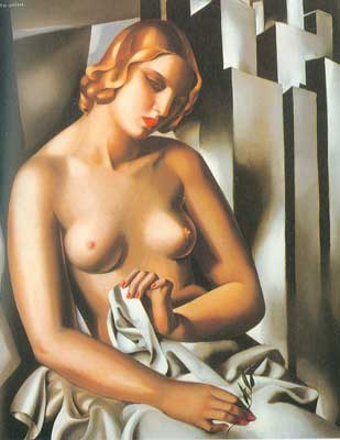 Gemälde Reproduktion von Tamara de Lempicka Nackt mit Gebäuden