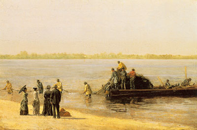 Gemälde Reproduktion von Thomas Eakins Shad Angeln in Gloucester auf dem Delaware River