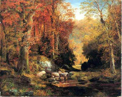 Gemälde Reproduktion von Thomas Moran Cresheim Glen, Wissahickon, Herbst