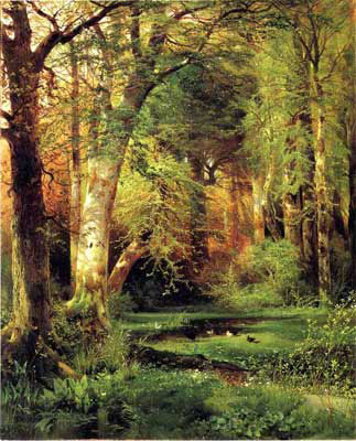 Gemälde Reproduktion von Thomas Moran Waldszene