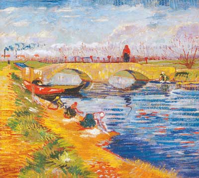 Gemälde Reproduktion von Vincent Van Gogh Die Gleise-Brücke (Dicke Impastofarbe)