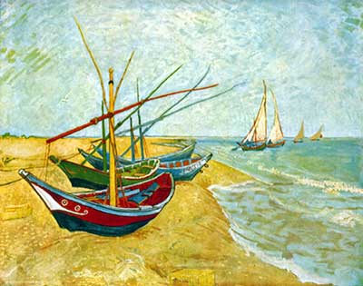 Gemälde Reproduktion von Vincent Van Gogh Fischerboote am Strand von Saint-Maries