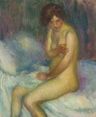 Gemälde Reproduktion von William Glackens Nackt auf einem Bett