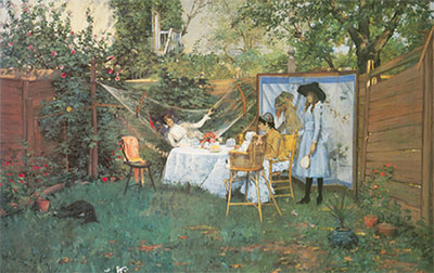 Gemälde Reproduktion von William Merritt Chase Das Freilichtfrühstück