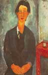 Gemälde Reproduktion von Amedeo Modigliani Chaim Soutine sitzt an einem Tisch